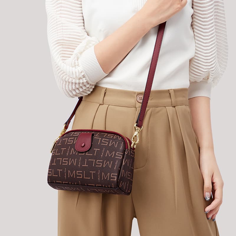 Mashalanti Vintage PVC Crossbody Small Burgundy
