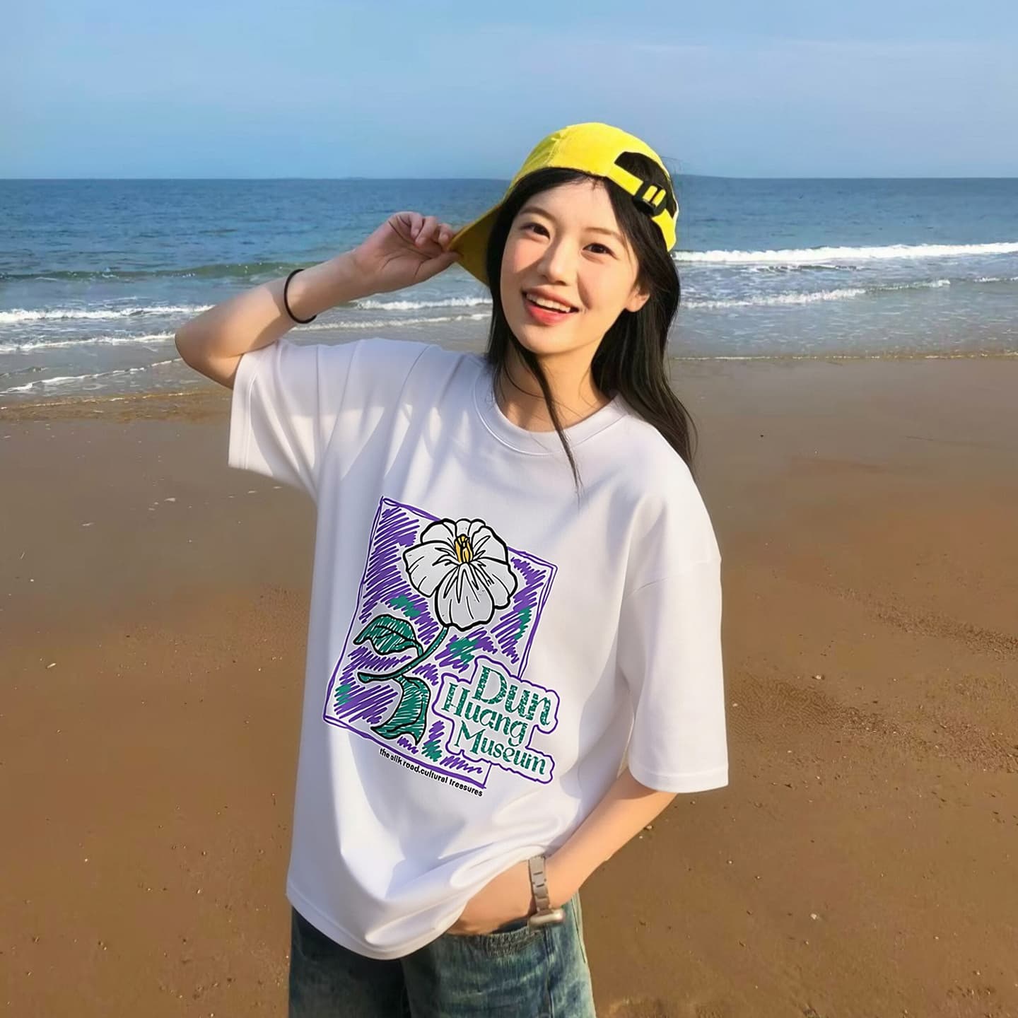 Dunhuang Vintage Cotton Floral Tee
