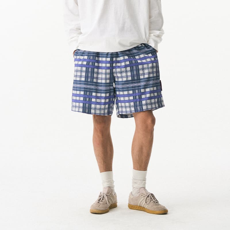 EMPTY REFERENCE x REVERSE IRONY Blue Plaid Shorts