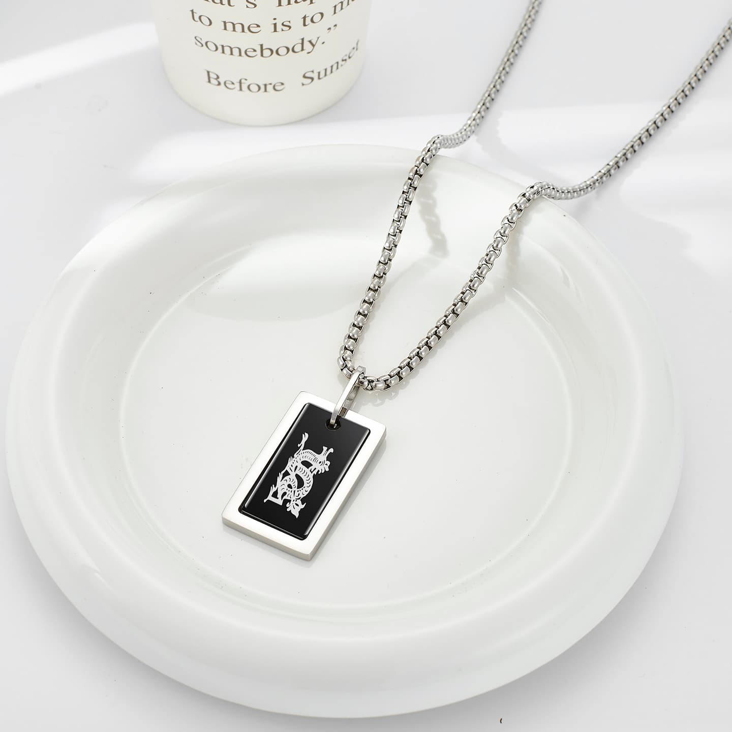 Cooraree Black Dragon Pendant Necklace