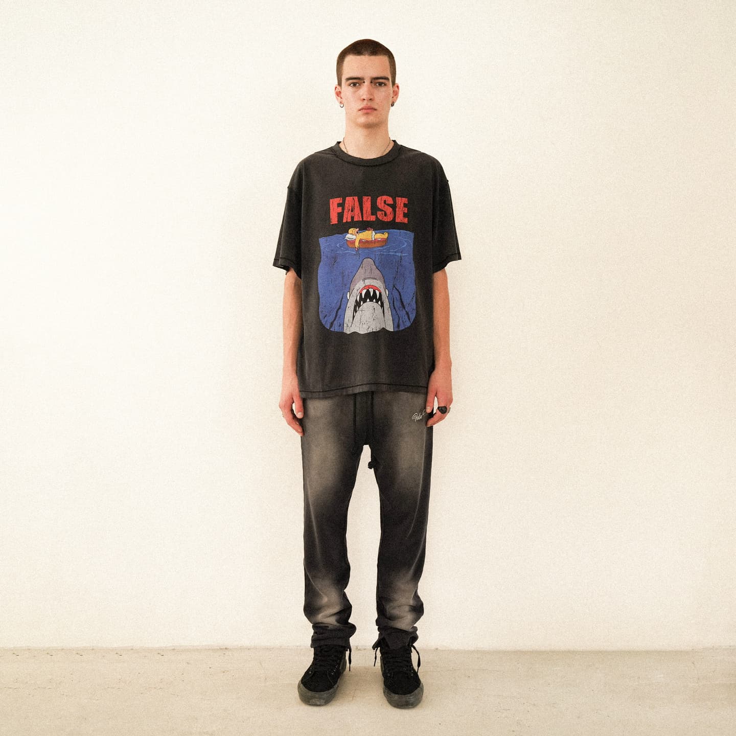 False Perception Simpson Shark Tee Vintage Black