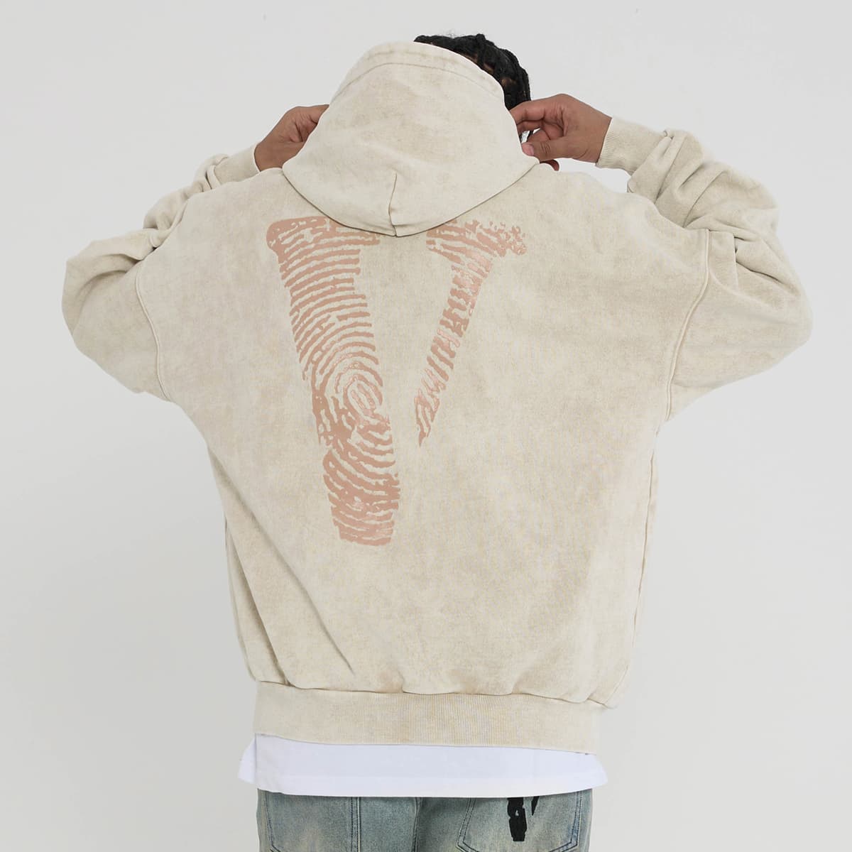 VLONE Fingerprint Logo Hoodie Beige