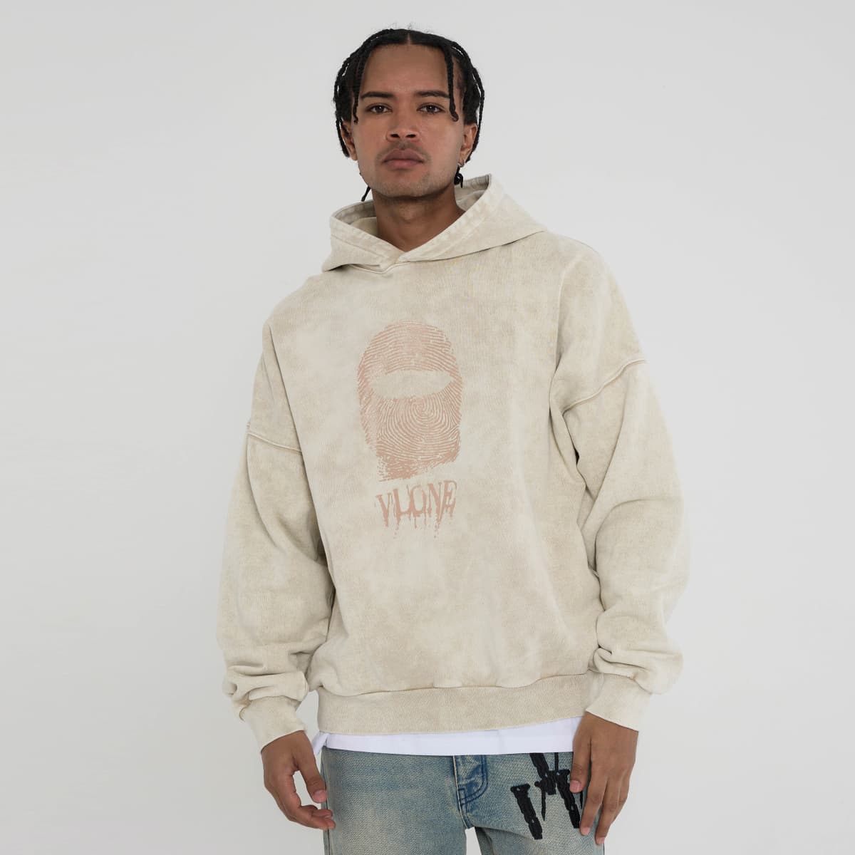 VLONE Fingerprint Logo Hoodie Beige