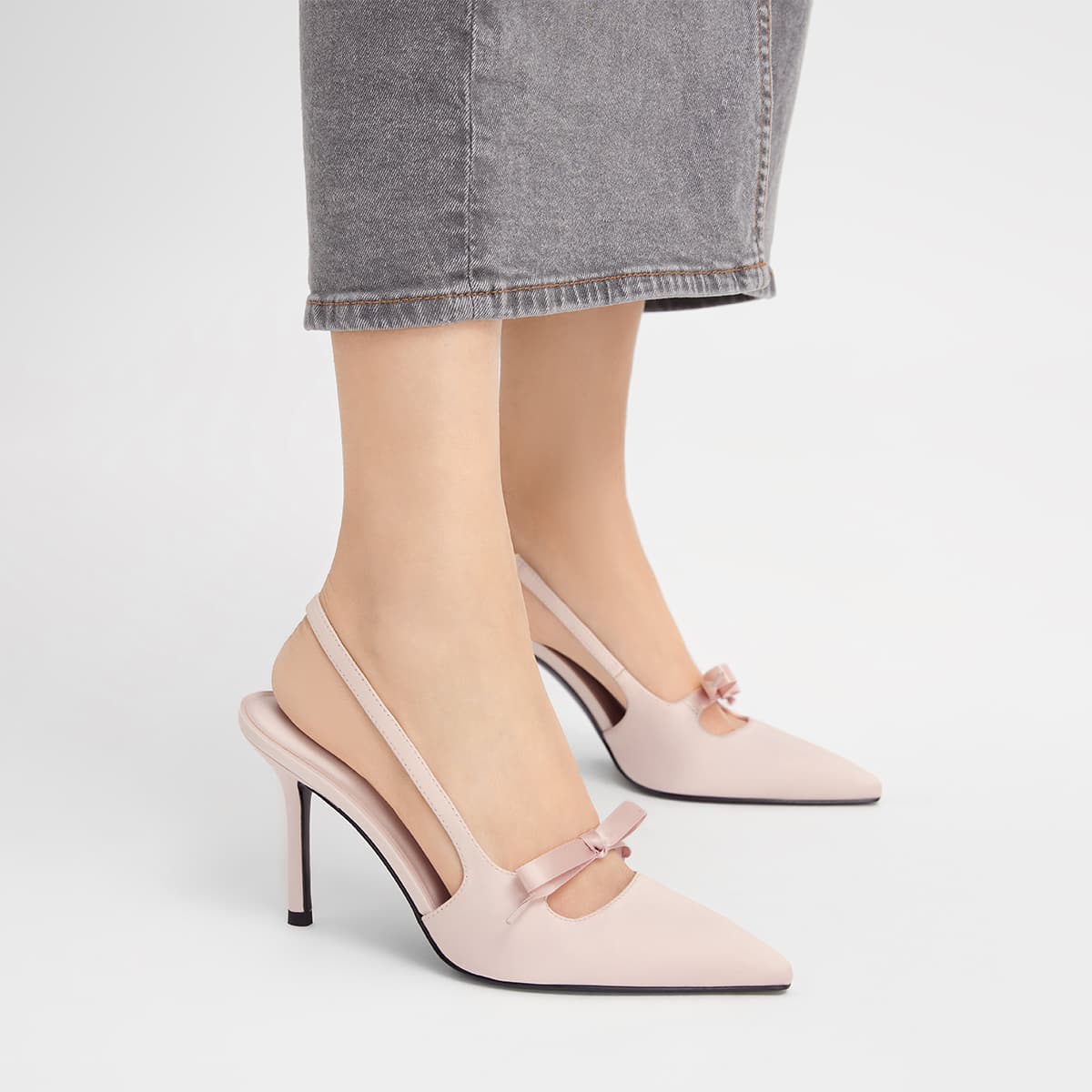 CHARLES&KEITH Satin Bow Pointed Toe Heels