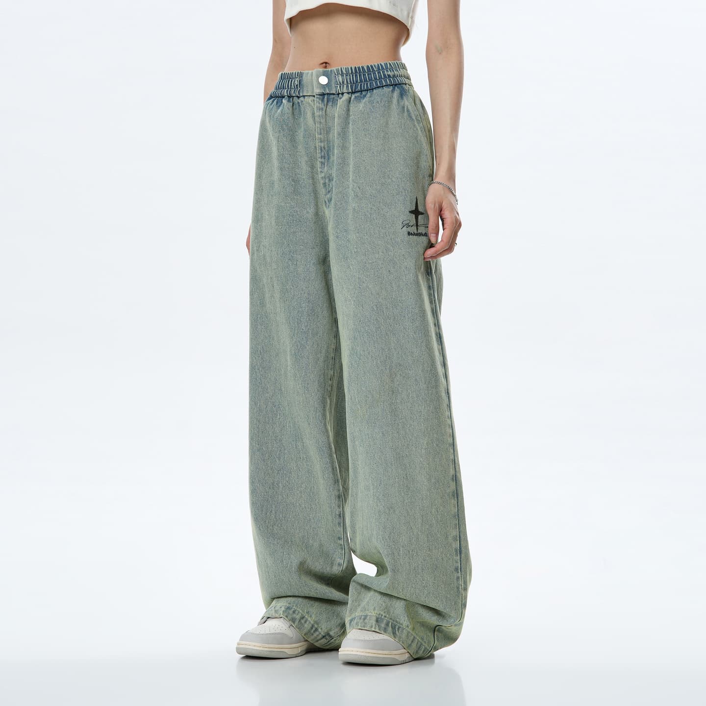 BJHG Vintage Star Print Jeans