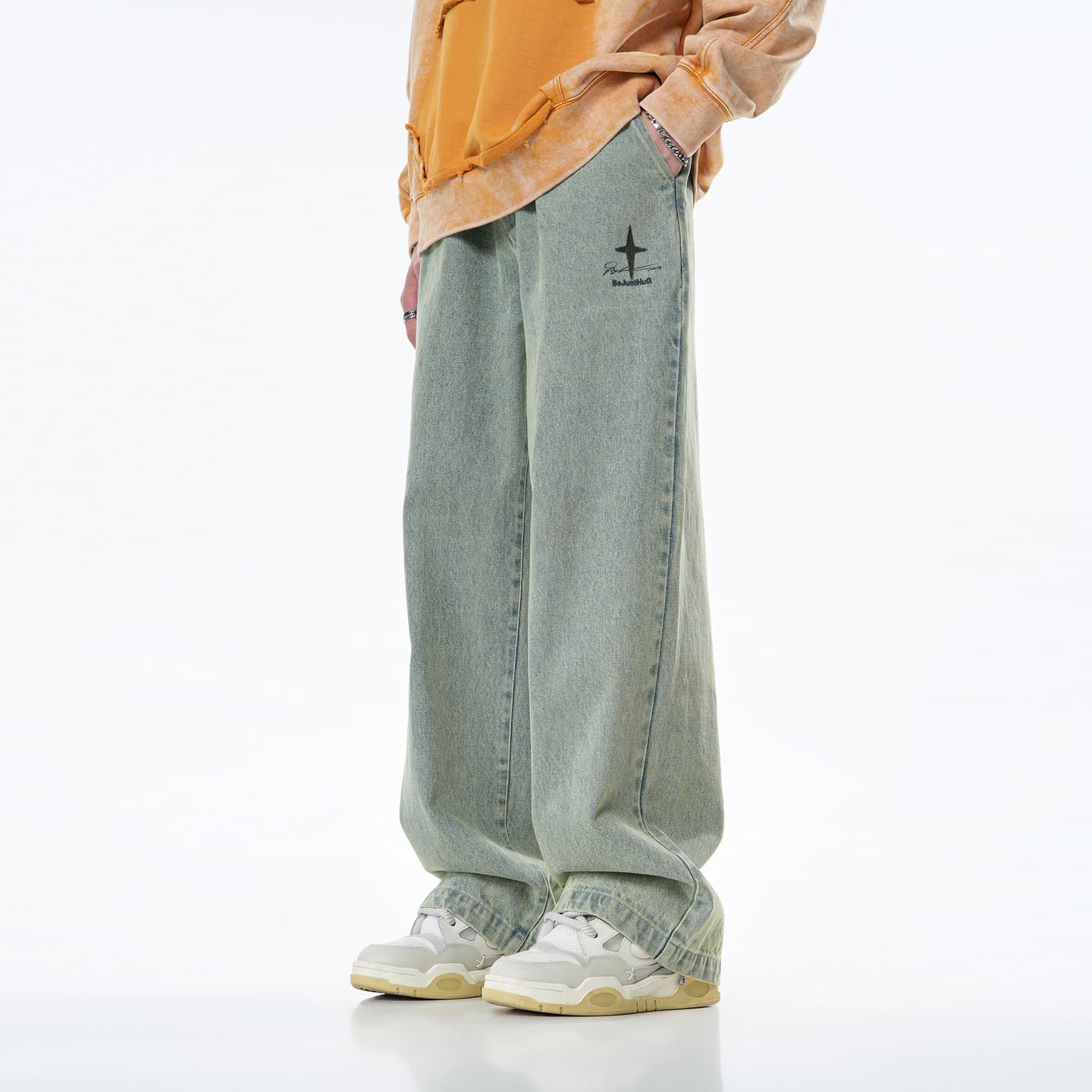 BJHG Vintage Star Print Jeans
