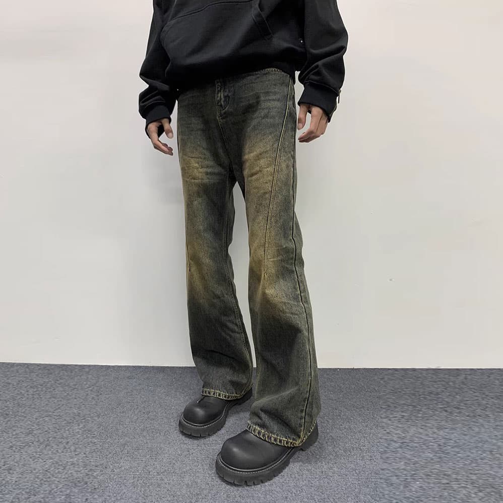 KREATE DENIM Washed Split Slim Flare Jeans