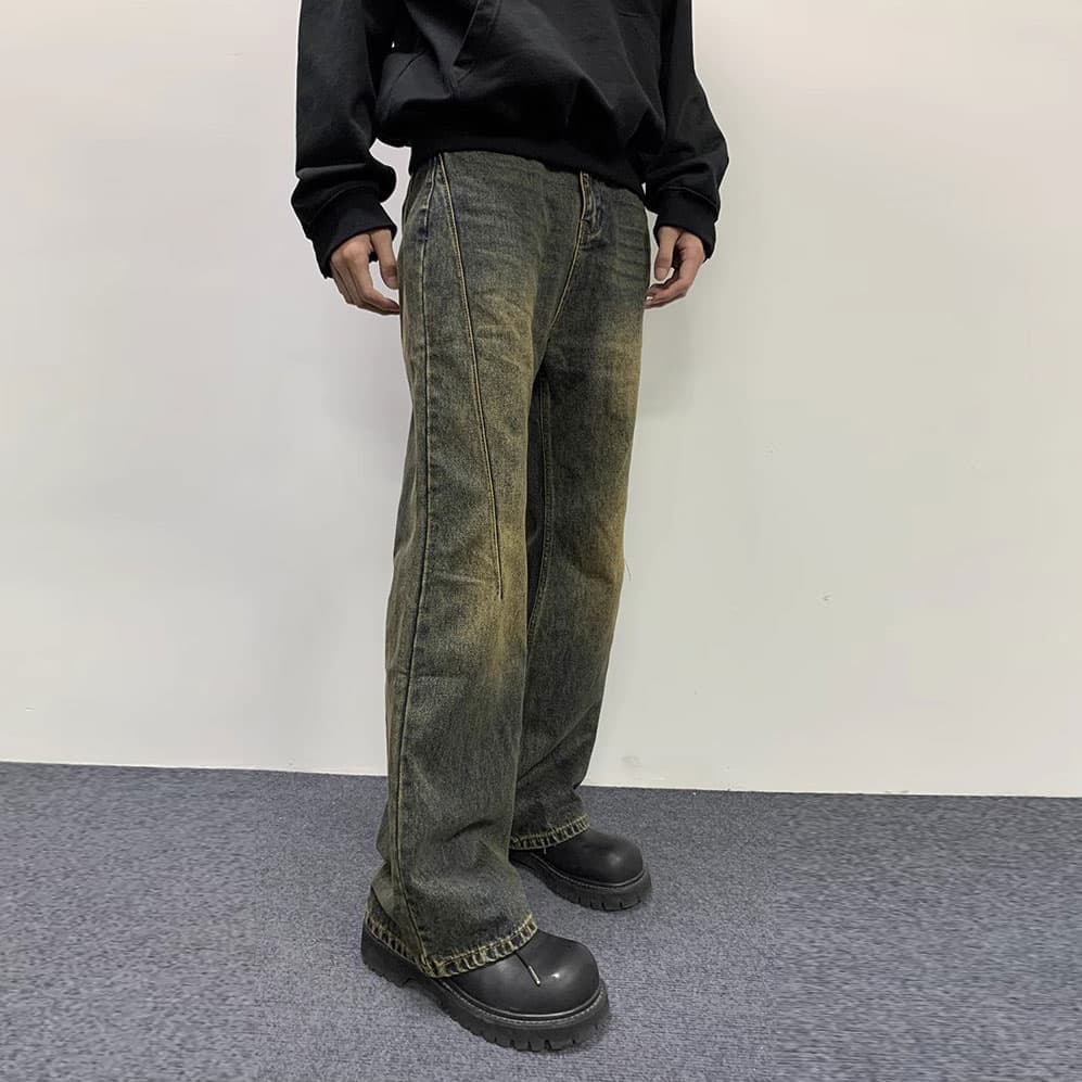 KREATE DENIM Washed Split Slim Flare Jeans