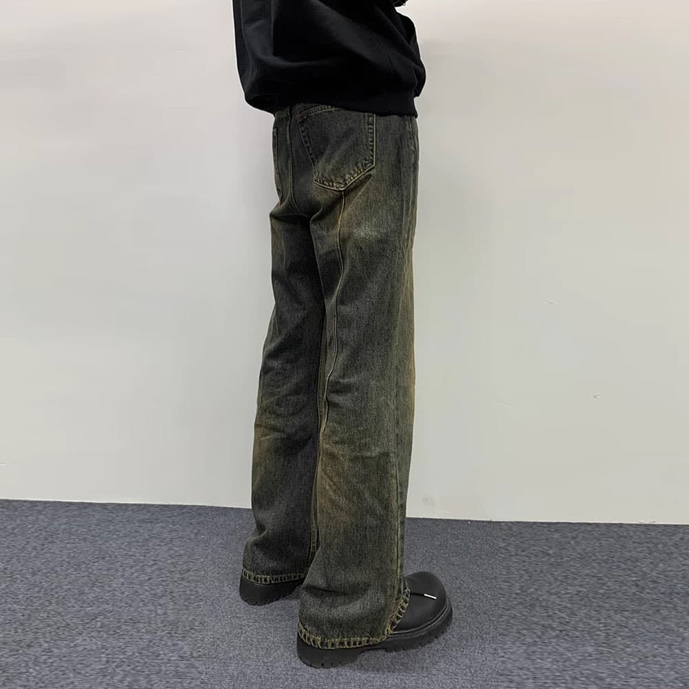 KREATE DENIM Washed Split Slim Flare Jeans