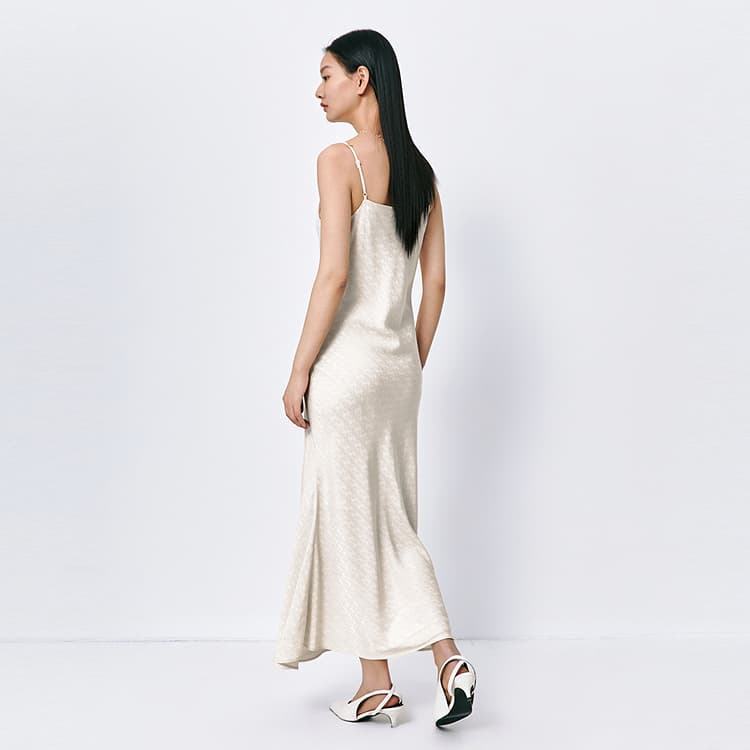 Peacebird Jacquard Slip Dress Beige