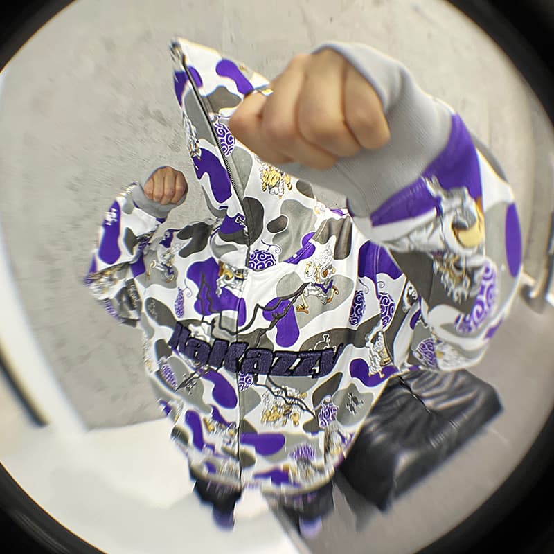 KAKAZZY Camo Zip Hoodie Grey