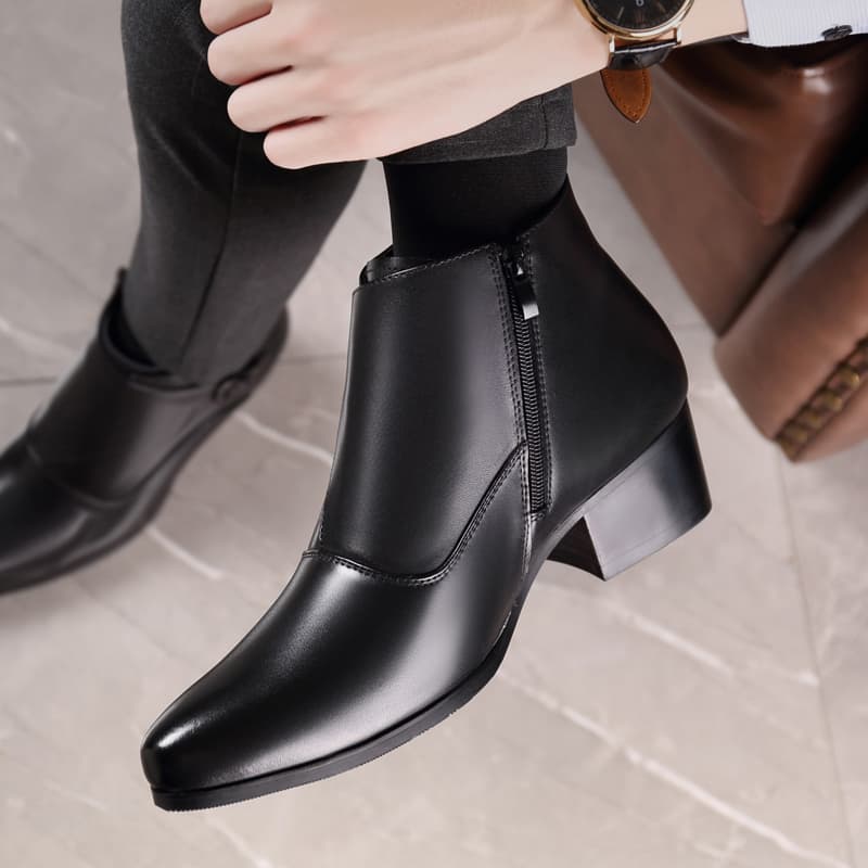 LUOMAIKE Leather Casual Ankle Boots Black