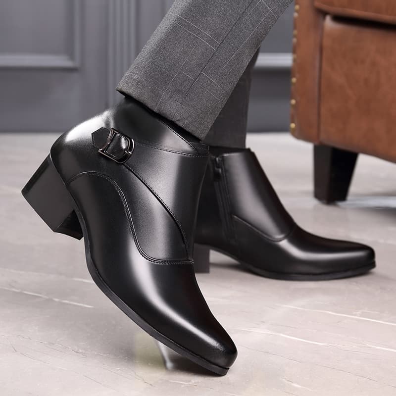 LUOMAIKE Leather Casual Ankle Boots Black