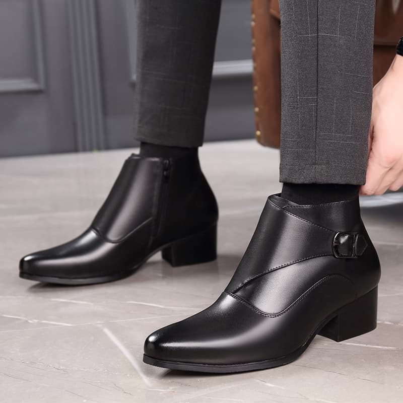 LUOMAIKE Leather Casual Ankle Boots Black