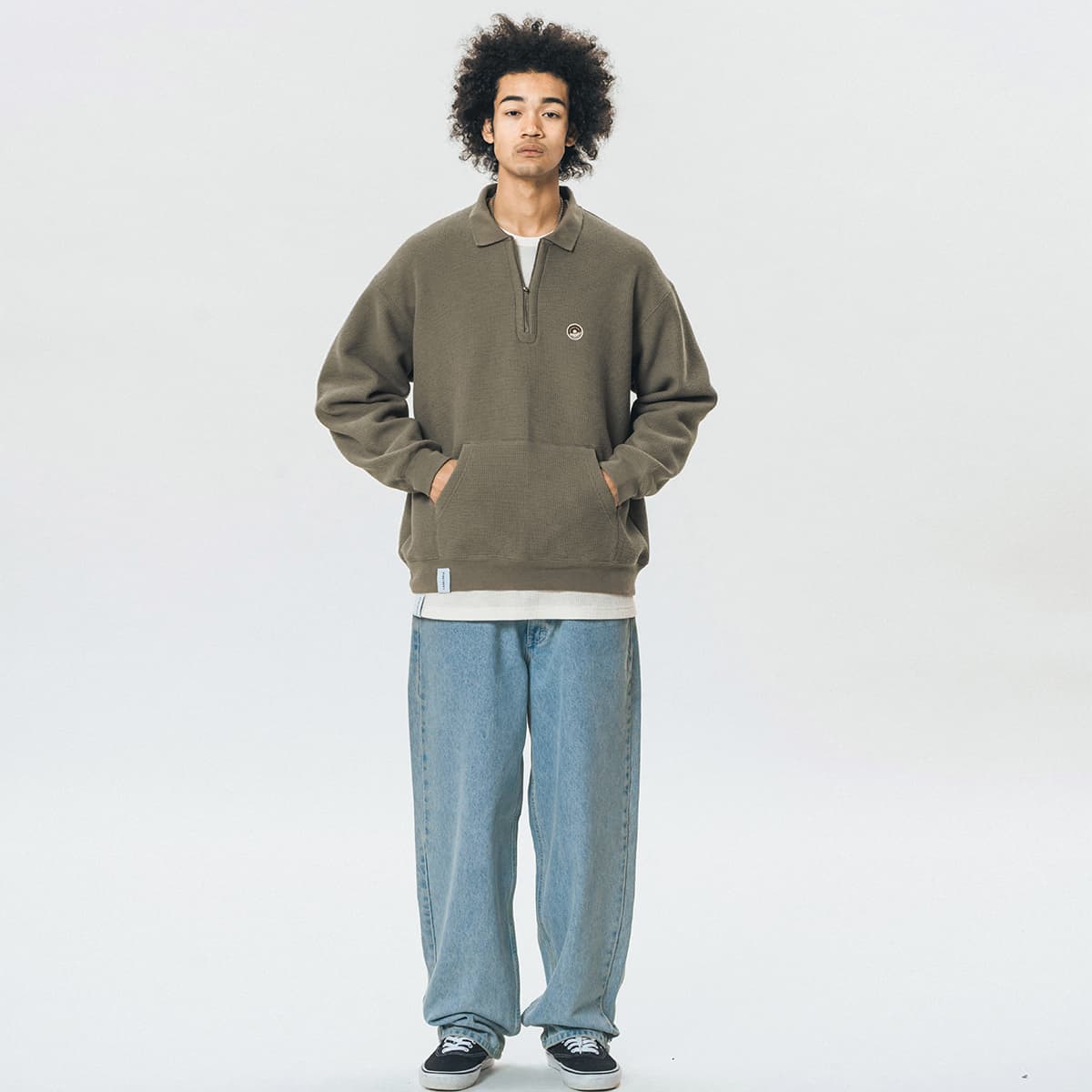 714STREET Waffle Half-Zip Pullover