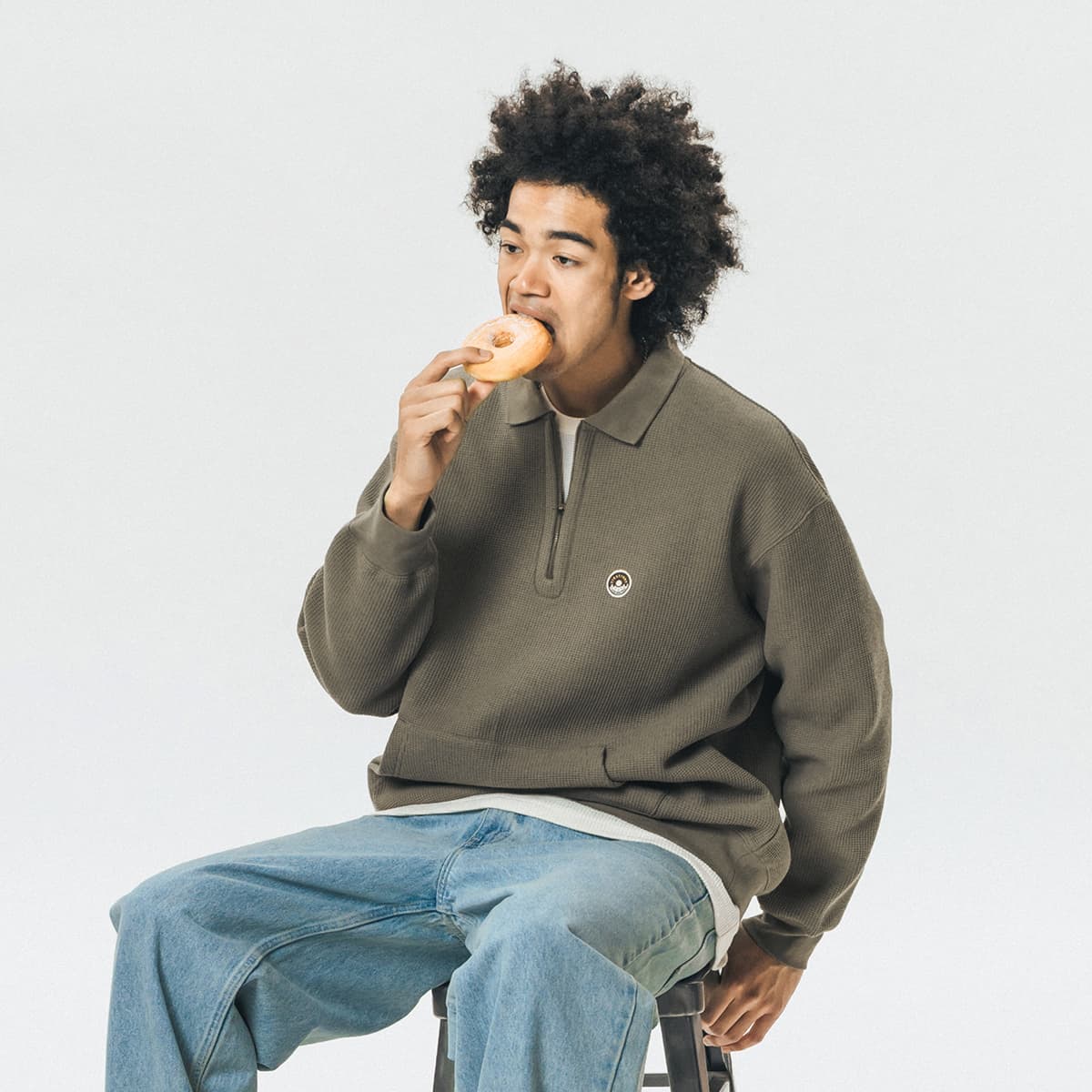 714STREET Waffle Half-Zip Pullover