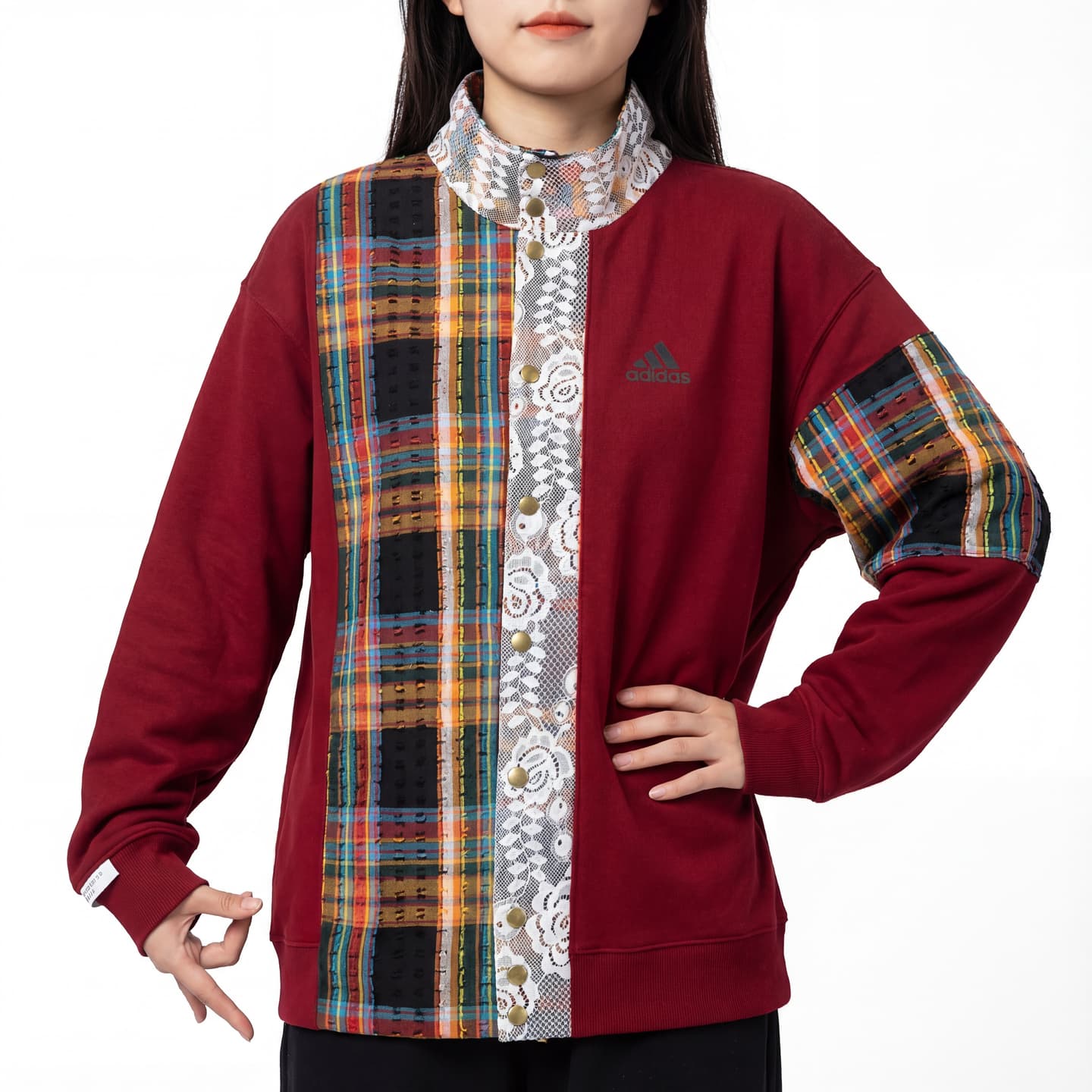 adidas CNY Year of the Horse Fantasy Plaid Lace Sweatshirt