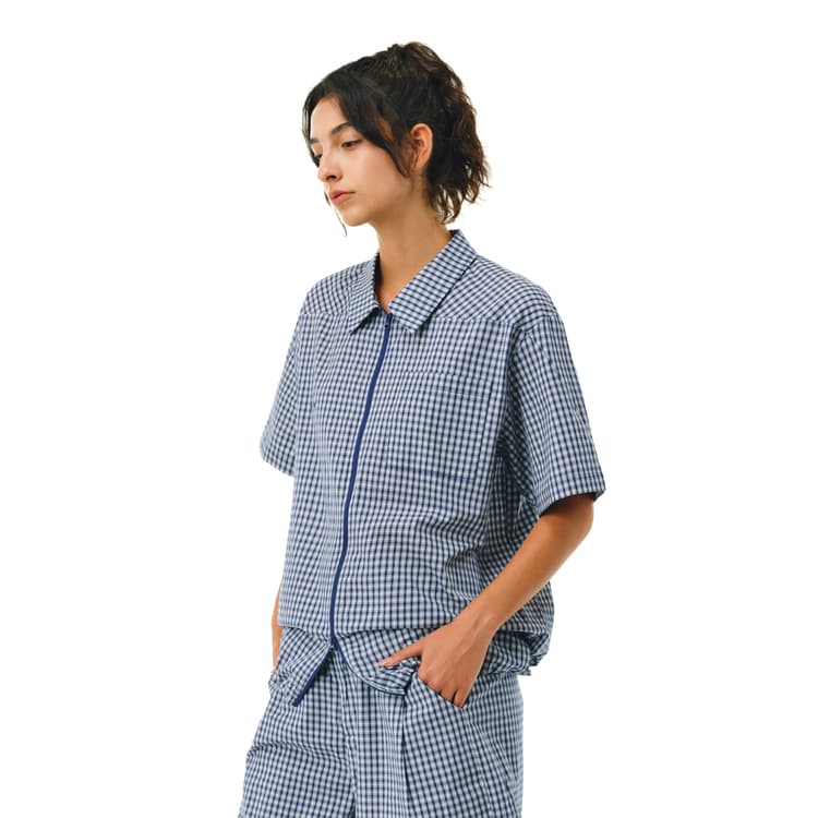 FPA Urban Sports Blue Plaid Embroidered Logo Shirt