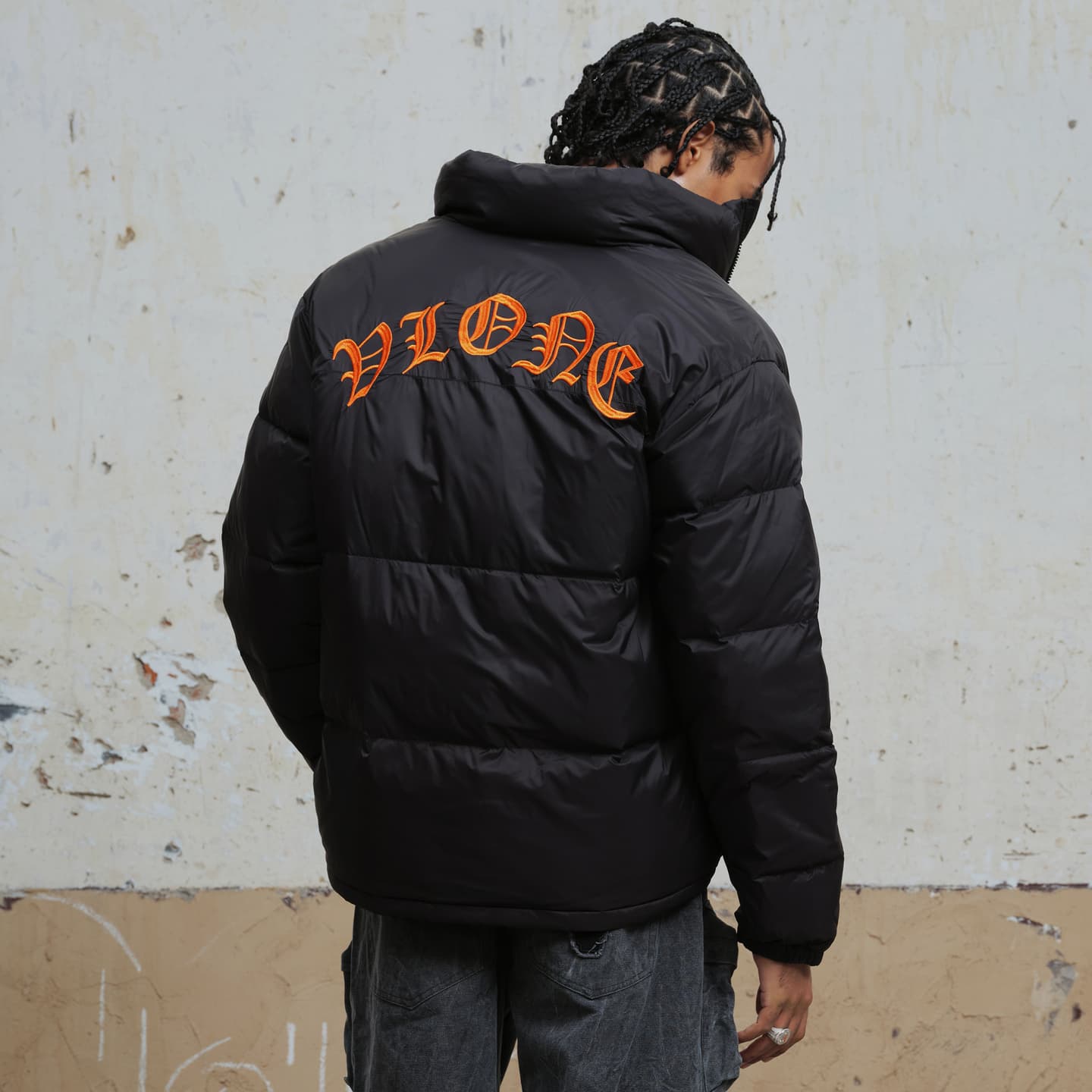 VLONE Gothic Embroidery Puffer Jacket