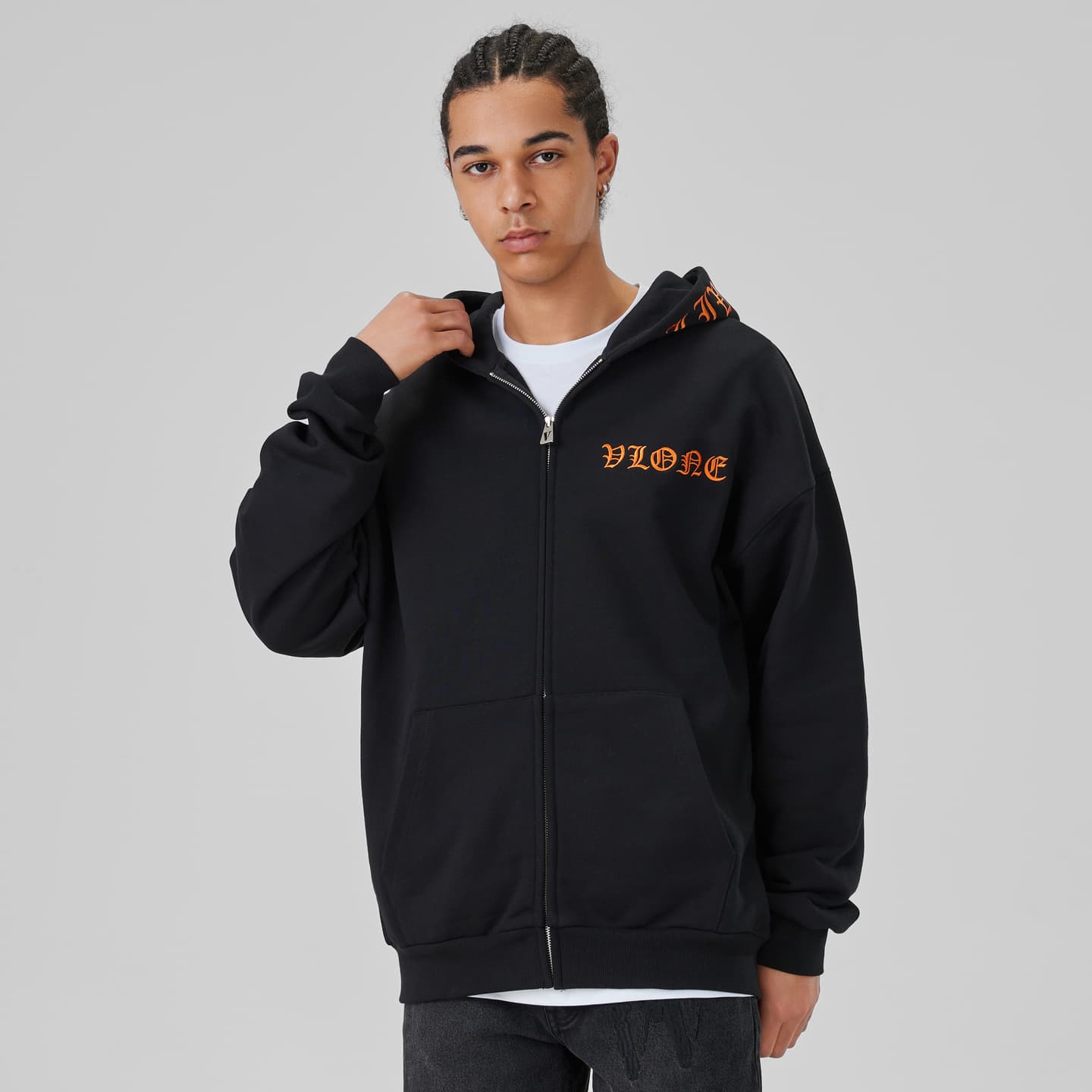 VLONE Logo Hoodie Black Orange