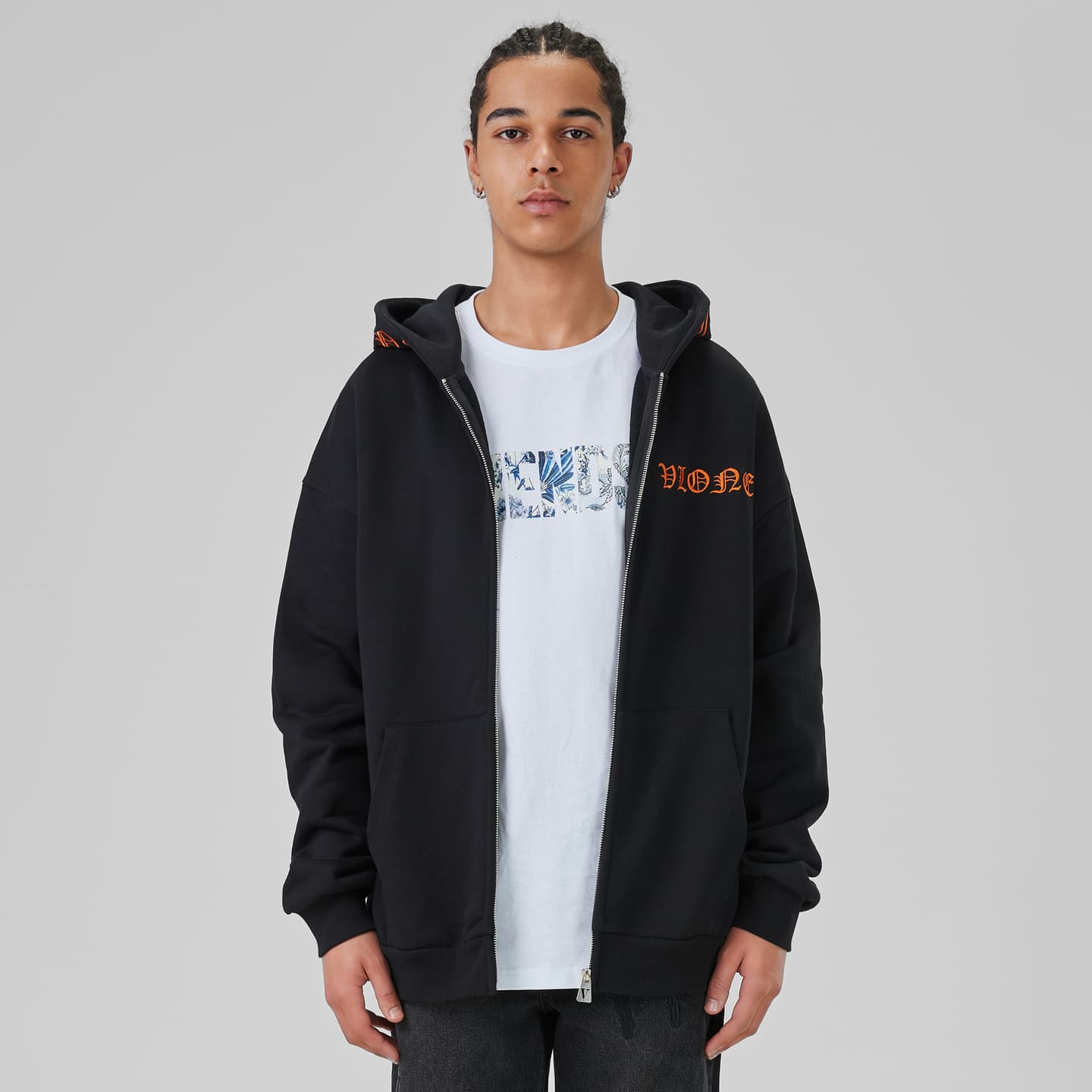 VLONE Logo Hoodie Black Orange