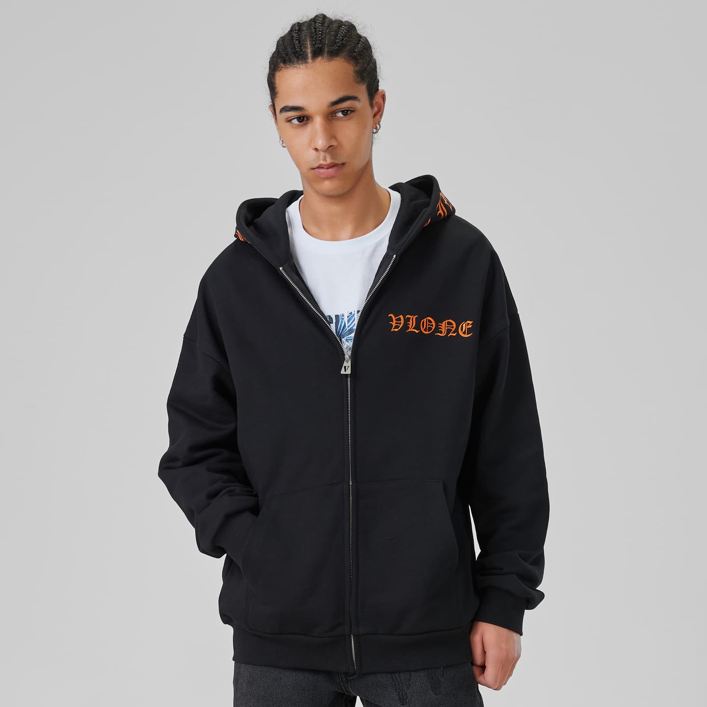 VLONE Logo Hoodie Black Orange