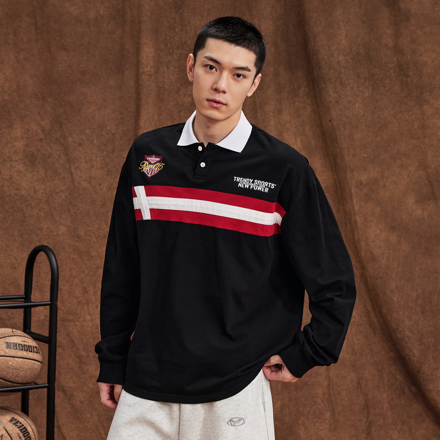 VEIDOORN Retro Stripe Polo Shirt