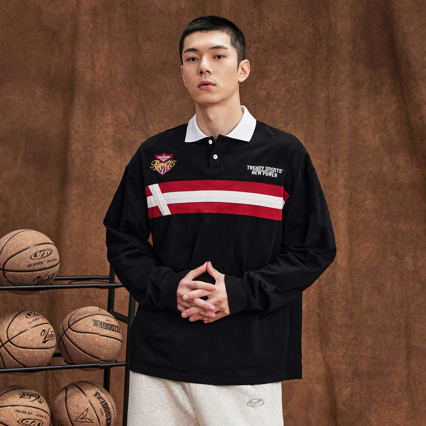VEIDOORN Retro Stripe Polo Shirt
