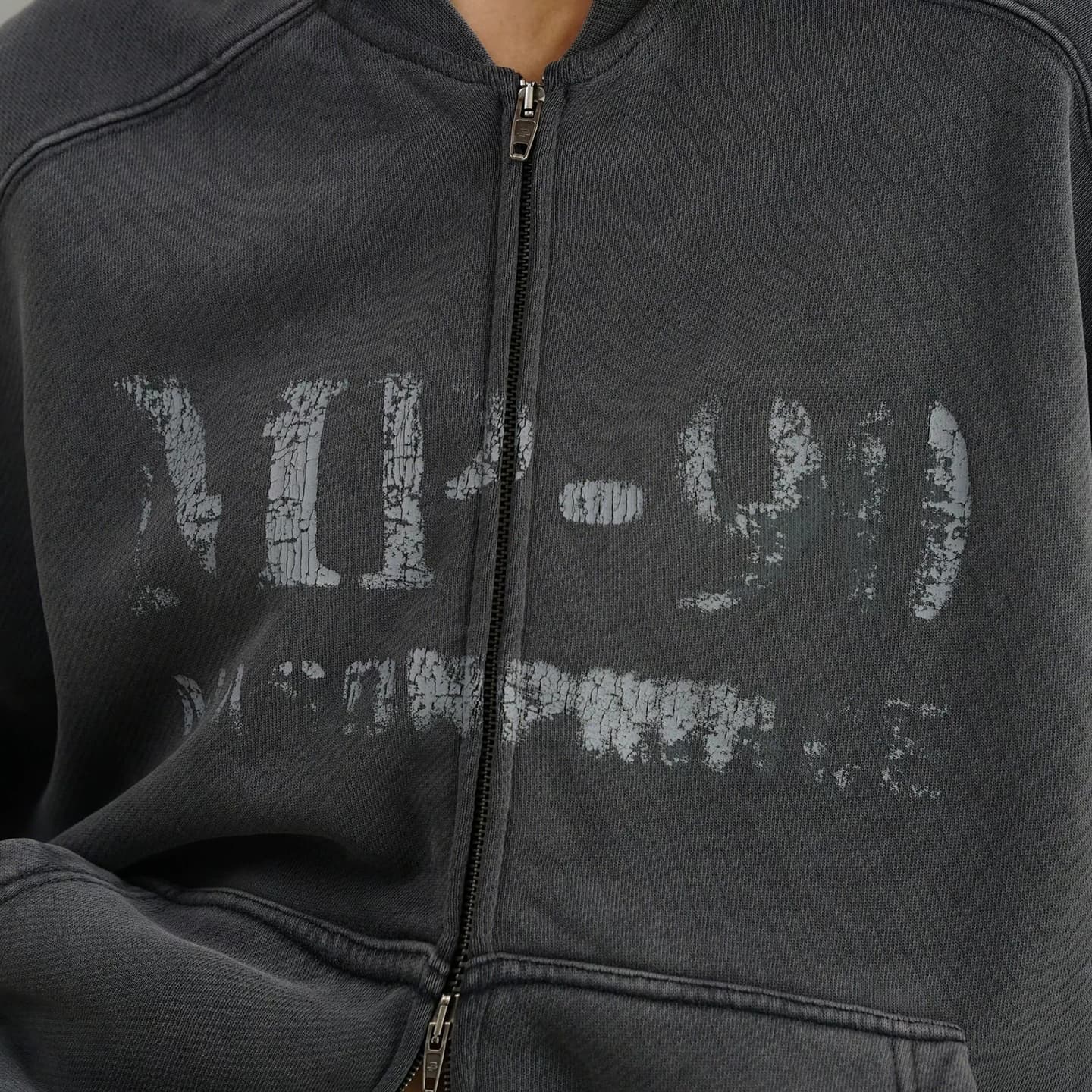 MASONPRINCE Crack Print Loose Cardigan Hoodie