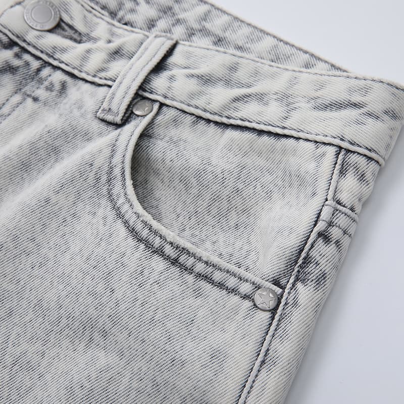 STARTER Washed Loose Mid-Rise Straight Jeans
