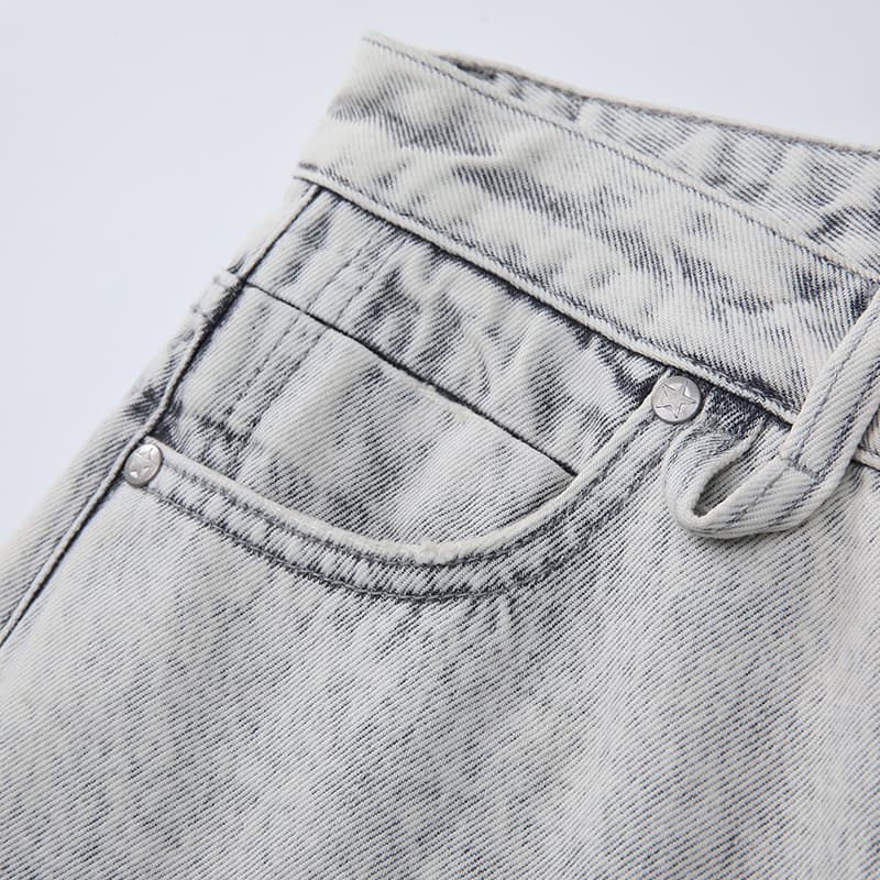 STARTER Washed Loose Mid-Rise Straight Jeans
