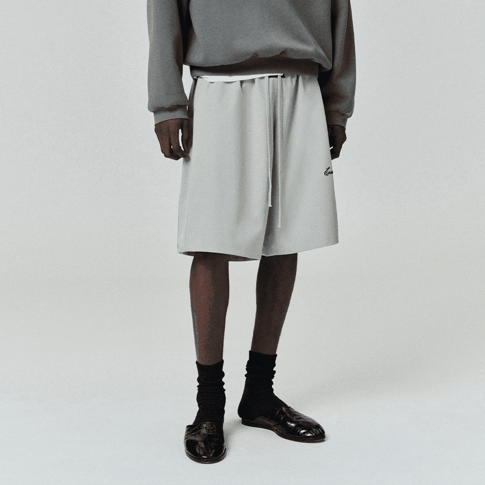 Fear of God Essentials SS25 Relaxed Fleece Sweatshort With Piping ABBEY STONE PRING DROP2