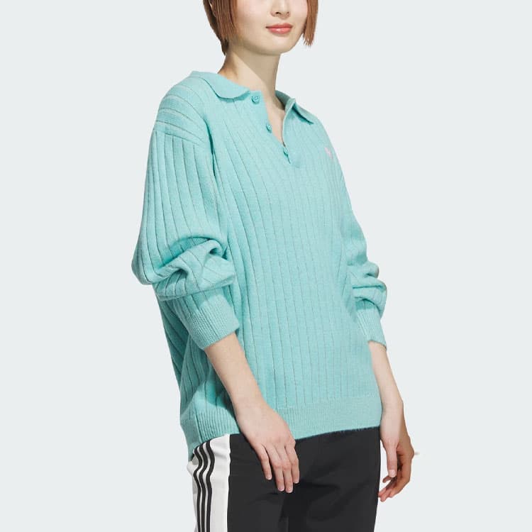 adidas Originals SS24 V-Day Polo Sweater Mint Green