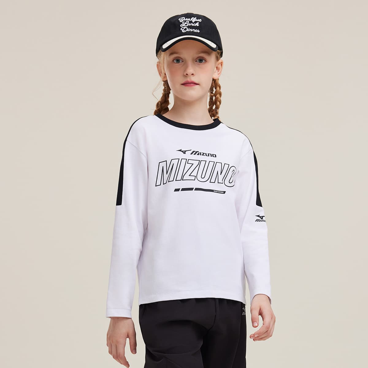 Mizuno Striped Crew Neck Long Sleeve Tee Kids