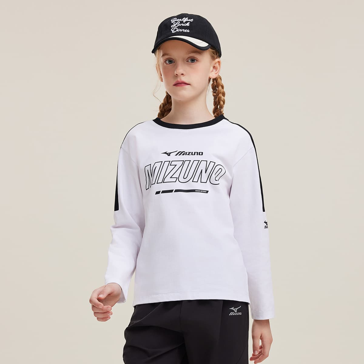 Mizuno Striped Crew Neck Long Sleeve Tee Kids