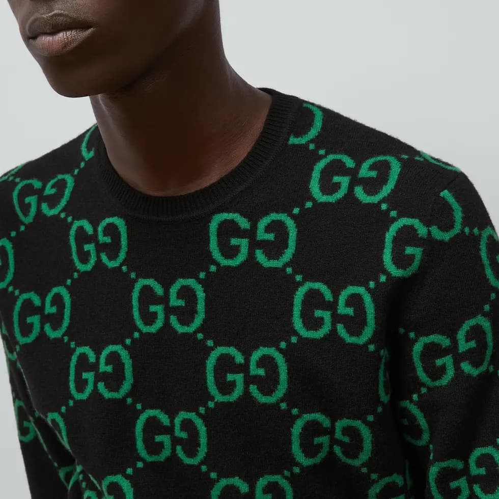 Gucci FW23 GG Jacquard Sweater Green