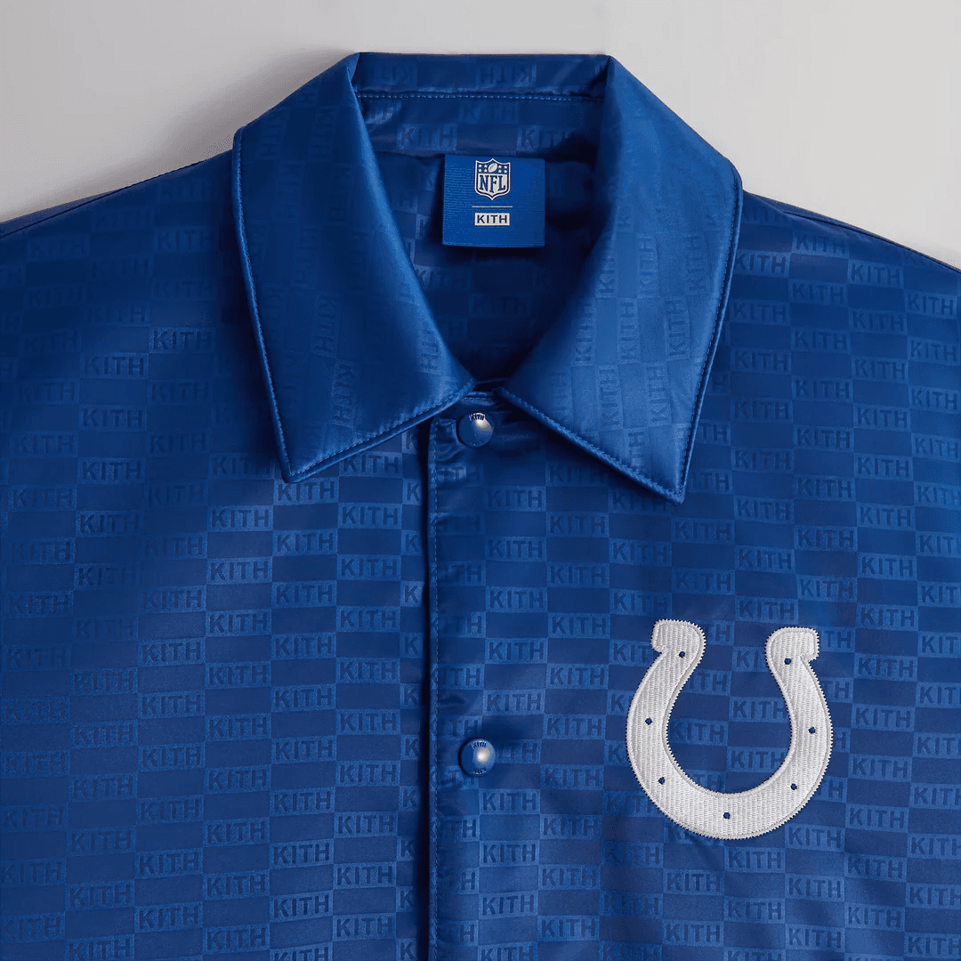 KITH x NFL FW23 Colts Satin Bomber Jacket Logo