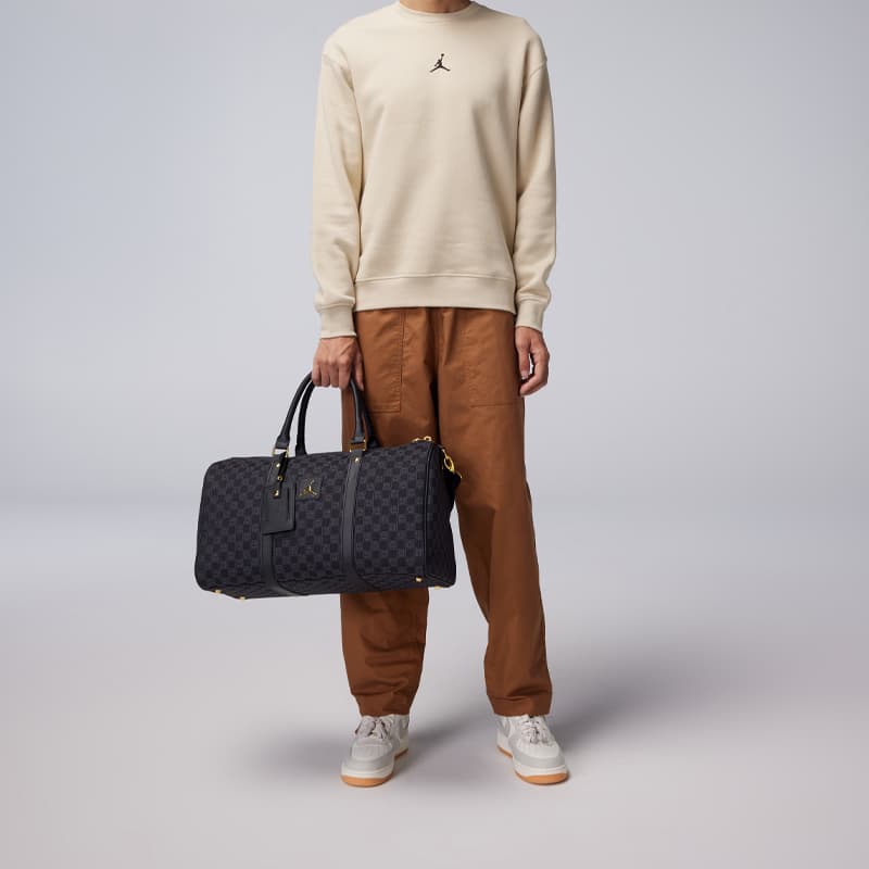Jordan Checkered Fabric Bucket Bag Black