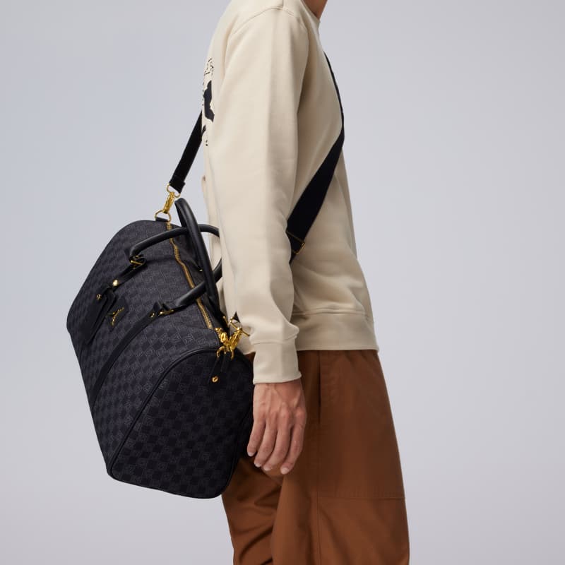 Jordan Checkered Fabric Bucket Bag Black