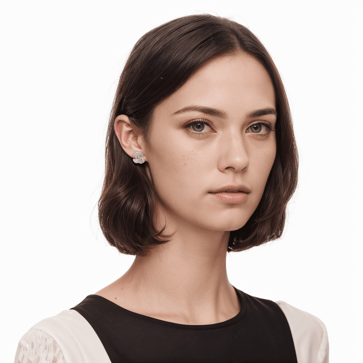 Chanel Classic Double C Earrings Silver