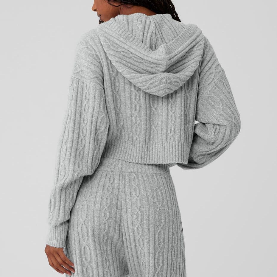 alo yoga Hoodie Knit Pullover Athletic Heather Grey