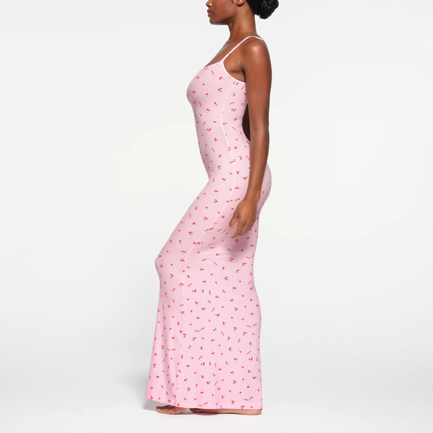 SKIMS Soft Lounge Long Slip Dress Cherry Blossom Print