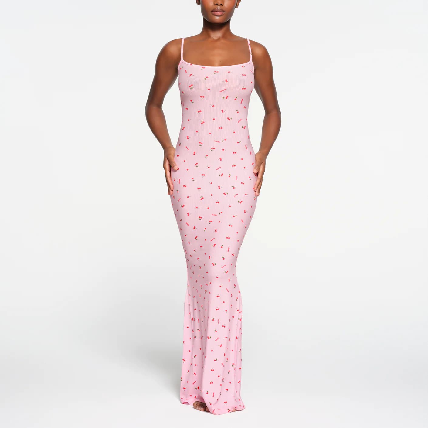 SKIMS Soft Lounge Long Slip Dress Cherry Blossom Print