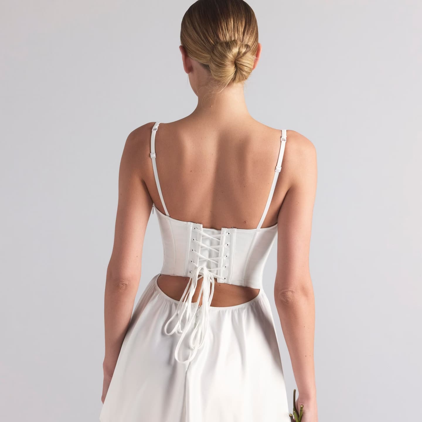 SKIMS Woven Shine Corset Dress Ivory