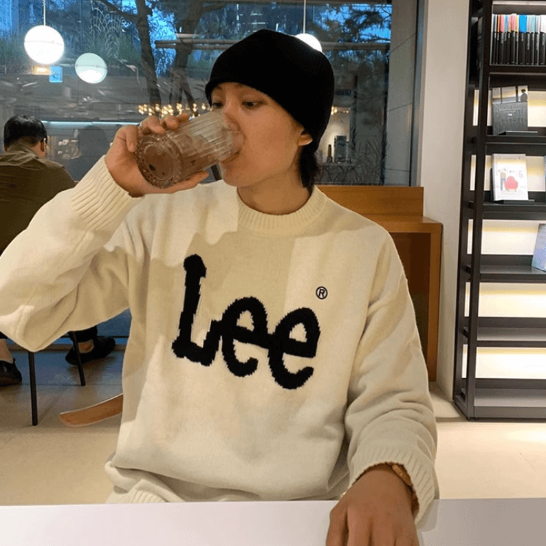 Lee Logo Crewneck Sweater White