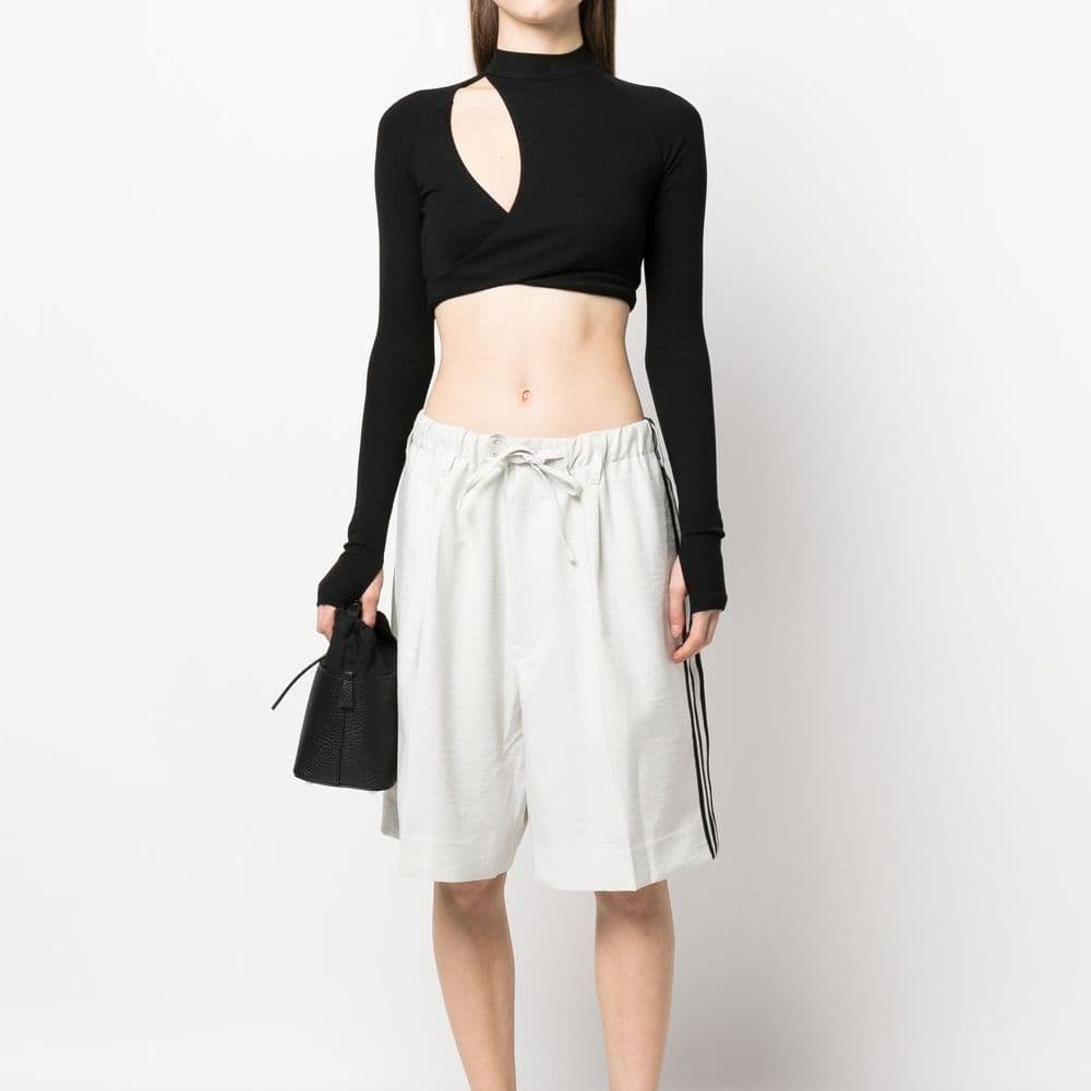 Y-3 Minimal Mid-Rise Logo Shorts Light Grey