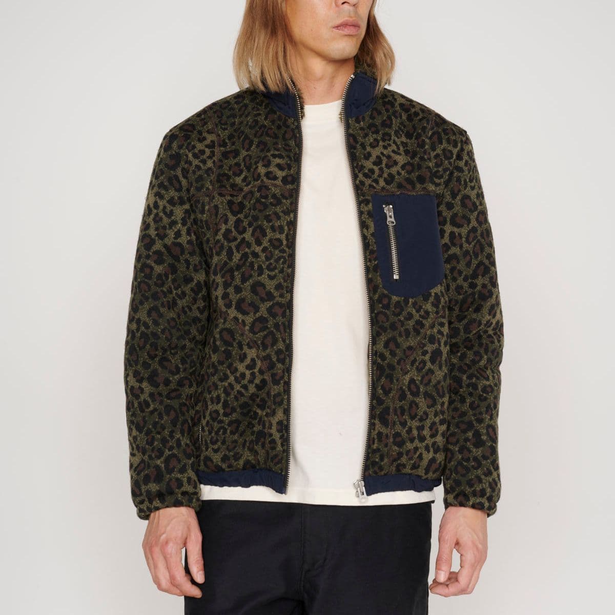 Brain Dead Leopard Zip Jacket Olive