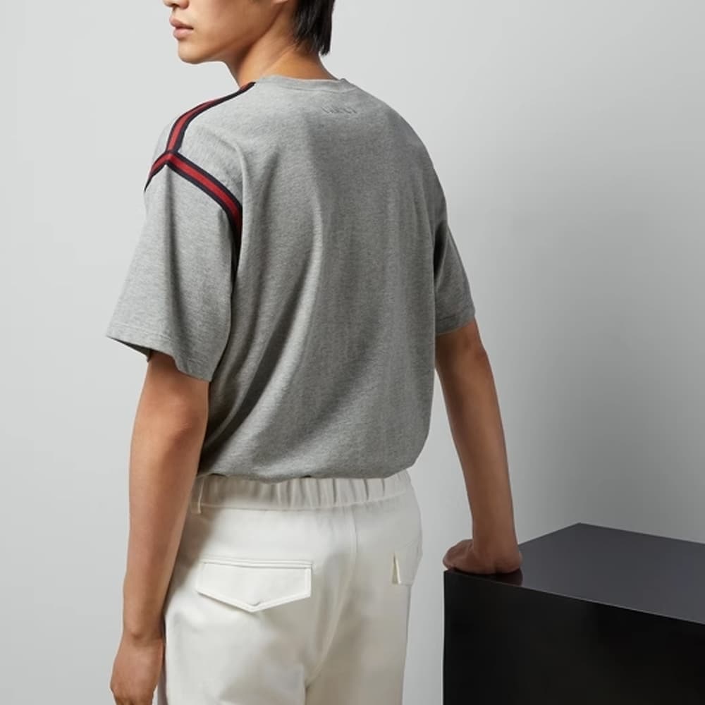 GUCCI FW23 Striped Crewneck Tee Gray