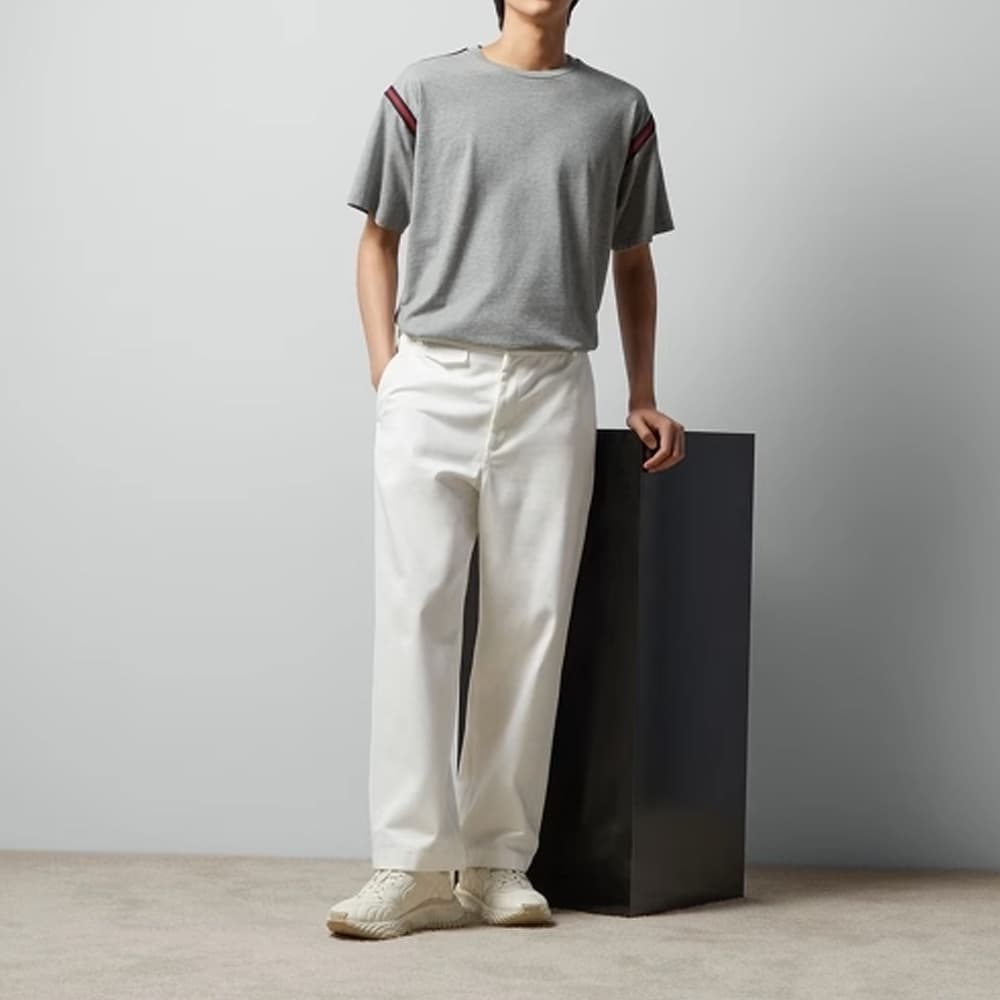 GUCCI FW23 Striped Crewneck Tee Gray