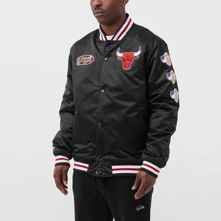 Mitchell & Ness Retro Satin Jacket Black
